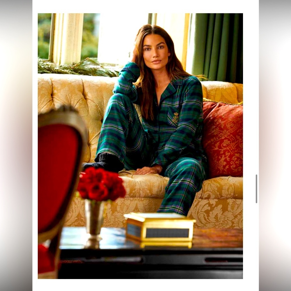 LAUREN | Ralph Lauren Green Black Red flannel Pajamas Set | Medium